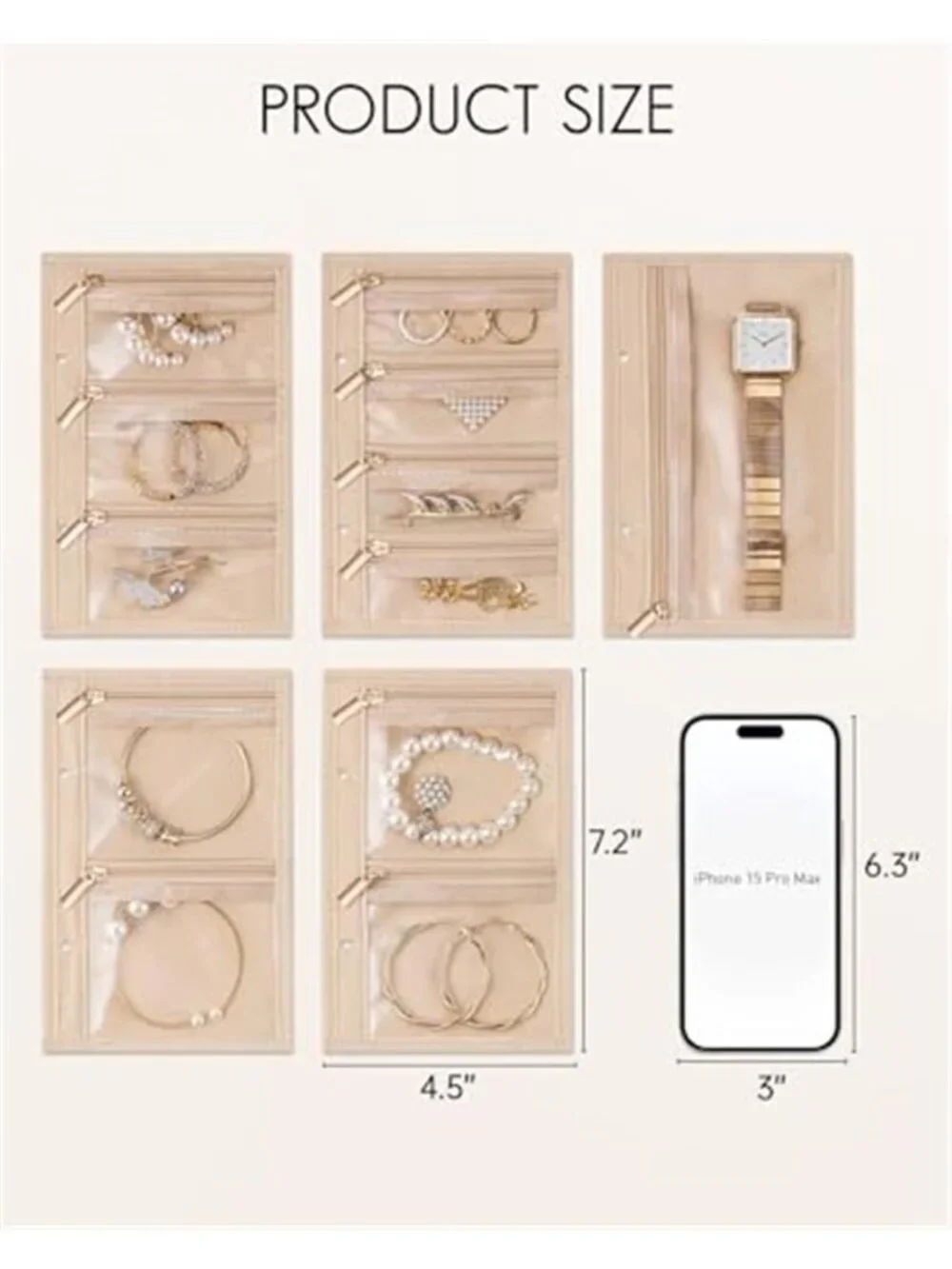 Travel Jewelry Organizer Velvet Storage Bags Clear Pouches Necklace Earrings 5pc